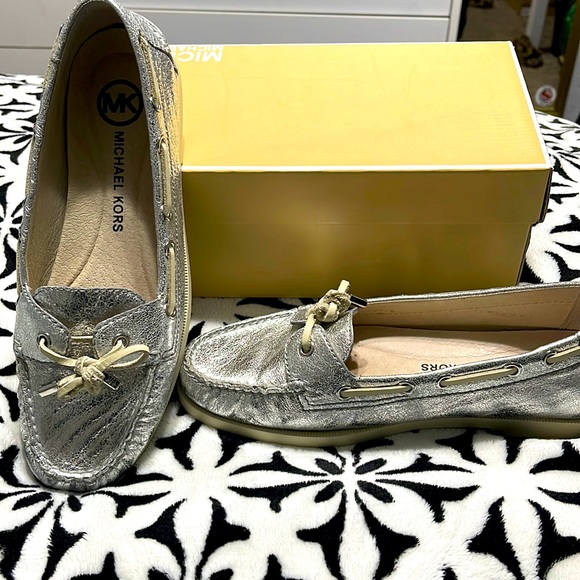 Michael Kors Metallic Leather Loafers - Picture 1 of 6